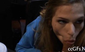 Nymph girlfriend giving head in the cinema