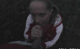 Babe In Ponytail Sucking Cock In Public