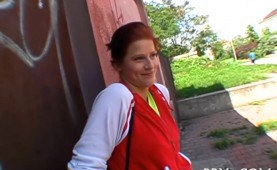 Red head picked up and fucked in public