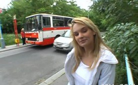 Blonde Eurobabe Suck Thick Cock In Public