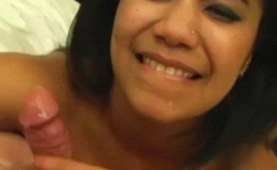 Pretty amateur sucking cock