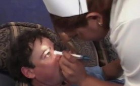 Latino fucks her hairy pussy nurse