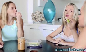 Teen stepdaughter licked