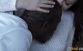 Anal babe rides black rod