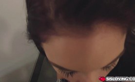 Step sis snatch sexes on top of step bros large meat