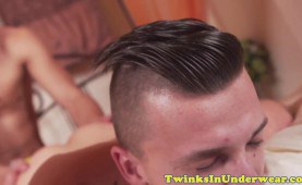 Massaged gaystraight anally screwed and blasted on