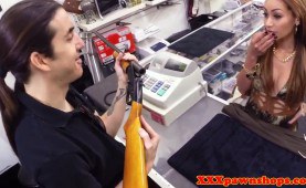 gorgeousPawnbroker female shockes on plump tool 