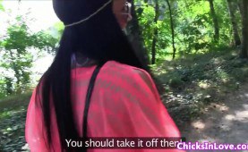 Sappho european girl fingerfucking outdoors