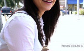 Hot brown-haired rides in alley for money