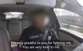 Calm fake officer bangs hot brown-haired temptress