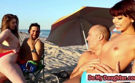 Daughter swap after a day at the beach