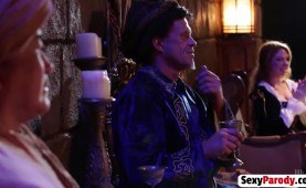 Three turned on sluts enjoy blowing long throbbing slung