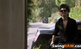 Swingers playing rowdy games in reallife show