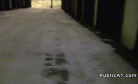 Hot Czech dark-haired bangs in public