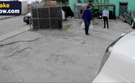 skanky hottie wants to fuck in tow truck