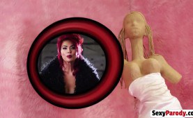 blonde cougarmom with giant honkers getting pumped roughly by two Santas