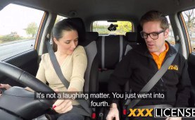 Hot newbie dark-haired getting a free drivers licence