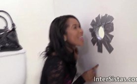 Glory hole bj from dark skinned temptress Cali Sweets