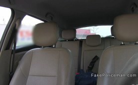 Blonde lady blows fake cops enormous snake in car