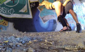 Fake officer gives large penis to ink blonde