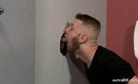 Anal action in public toilet