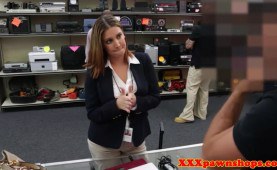 Busty pawnee MILF facialized after missionary