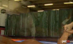 Two wrestler babes scissoring