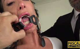 Fingered sub pussy plowed