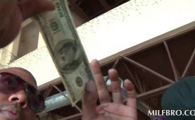 Kinky MILF eating black penis with lust