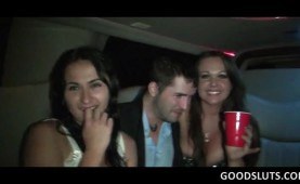 Drunk sluts making out at a limo sex party