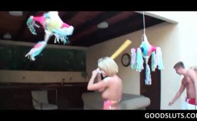 Hot teens playing sex games at pool party