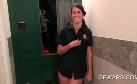 Cute teen stripping and giving BJ in POV