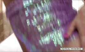 Blonde with fantastic curves fucked by two guys