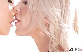 Two curvy blonde bitches have lesbian sex