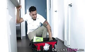 Obedient tied teen fucked