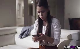 Bruntte Alina Lopez gobbles a mature cock