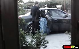 Nerdy teen gangbanged by popular guys before schoolprom