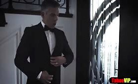 Rescued orphan fucked by pervy daddy and his staff