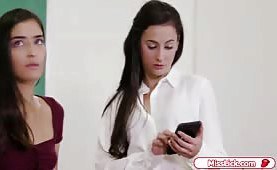 Two teen sluts facesit their teacher