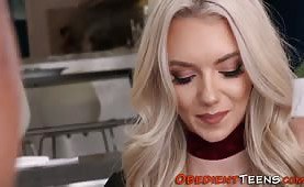 Tied down teen facialized