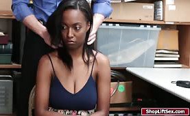 Ebony thief gets caught and then fucked by officer