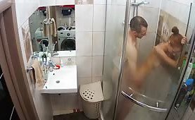 Hot skinny wife fucked hard in the shower