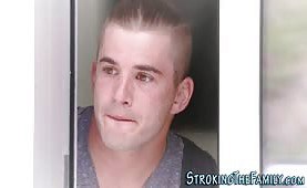 Horny stepmom rides cock