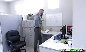 Mike Mancini takes Lena Paul into his cubicle space