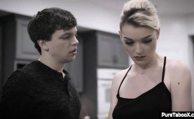 Blonde slender housemaid punished by a employers son