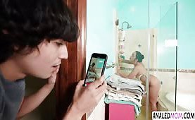 Busty Lilly Hall takes stepsons cock up her milf ass