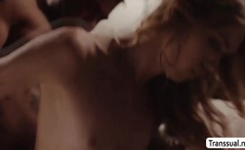 Fat stepdad licks and bareback fucks his good TS stepteen