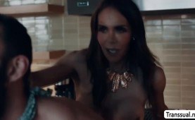 New stepson gets his ass bareback fuck by his TS stepmommy