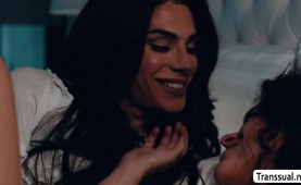 Teen stepdaughter licked and fucked by her Trans stepmom