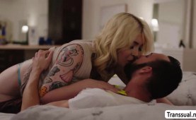 Sexy TS Gracie Jane bareback fucks her boyfriends wet ass